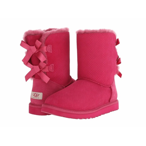 UGG Shoes - UGG Pink Bailey Bow Exotic Scales